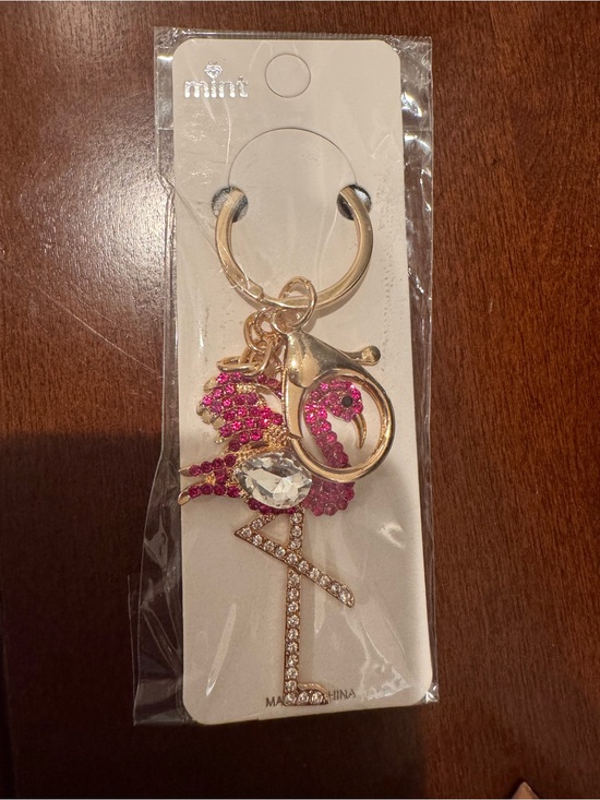 Jewelry - Pink Crystal Flamingo Keychain in Gold Tone
